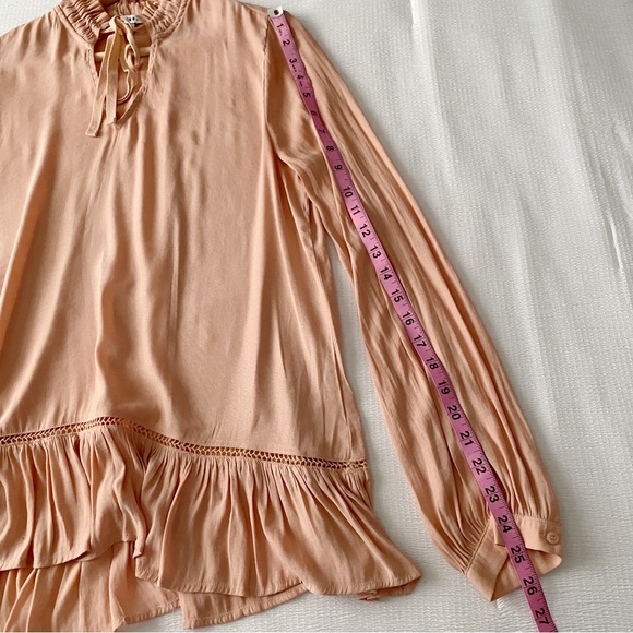 Ro + De Pink High Ruffle Neck Drop Waist Blouse - Picture 7 of 11